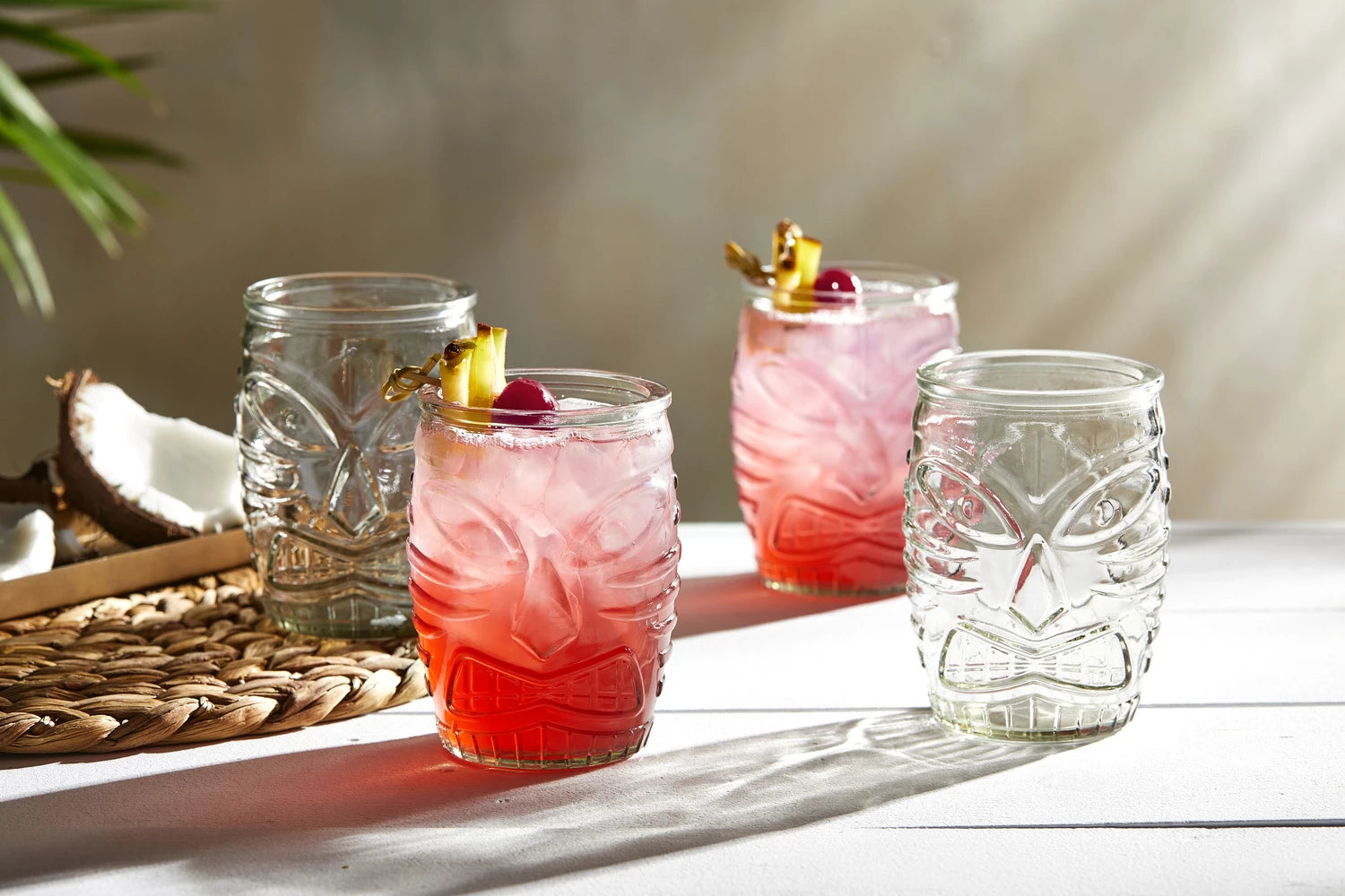 Libbey Tiki Statue Rocks Glasses