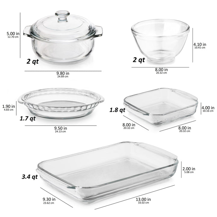 Ensemble de 5 cocottes en verre Libbey Baker's Basics avec 1 couvercle