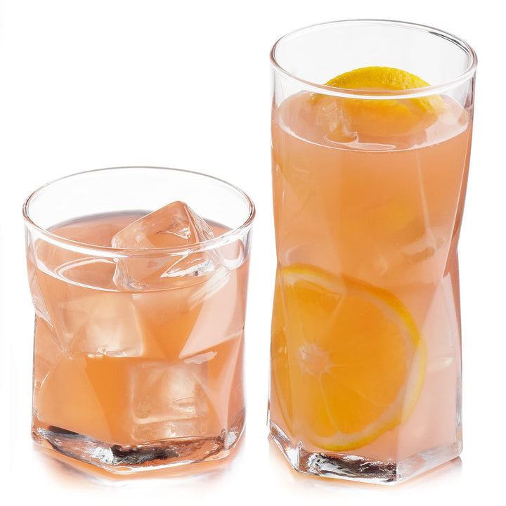 Juego de vasos y rocas Rhombus de 16 piezas de Libbey