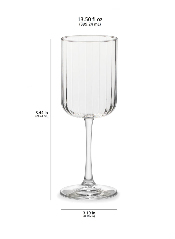 Libbey Paneled All Purpose Wine Glasses, 13.5 ounce, Set of 4