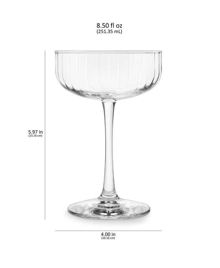 Copas de cóctel Libbey Paneled Coupe, 8.5 onzas, juego de 4