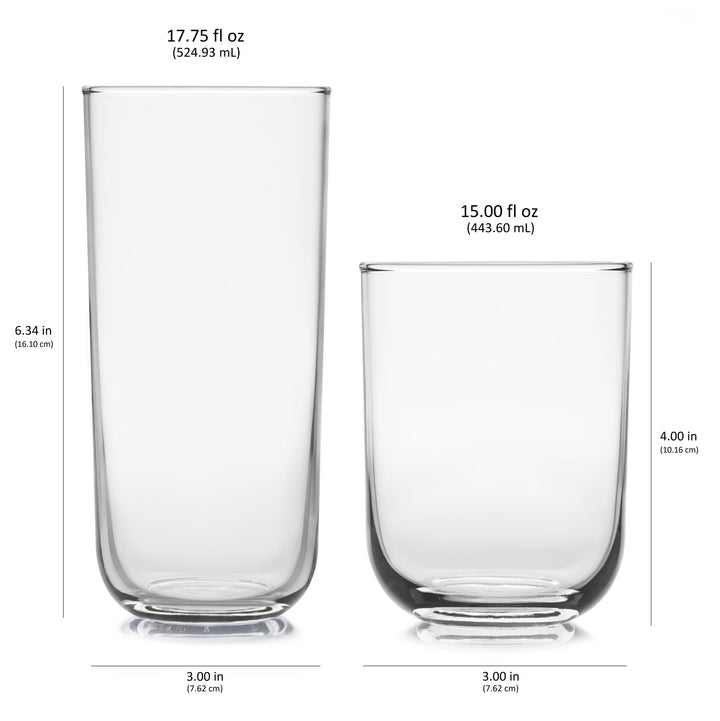 Libbey Polaris 16 Piece Tumbler and Rocks Glass Set, Axis