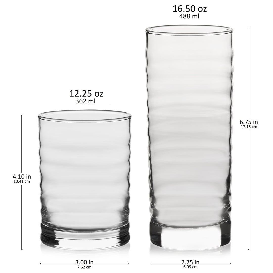 Libbey Pueblo 16 Piece Tumbler and Rocks Glass Set