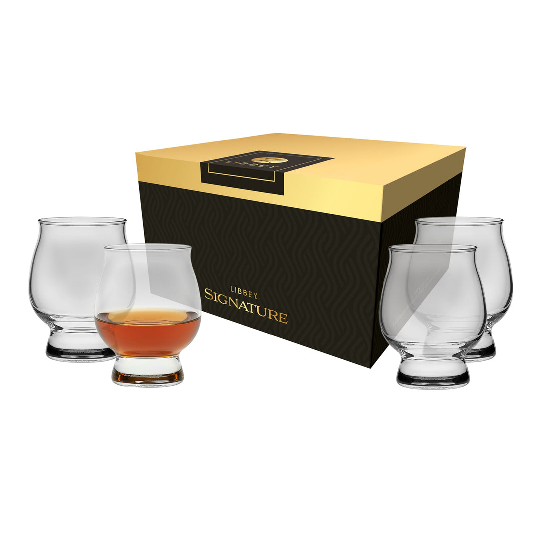 Tulip-shaped bowl concentrates aromas and enhances flavor for bourbon, whiskey, or scotch tastings.