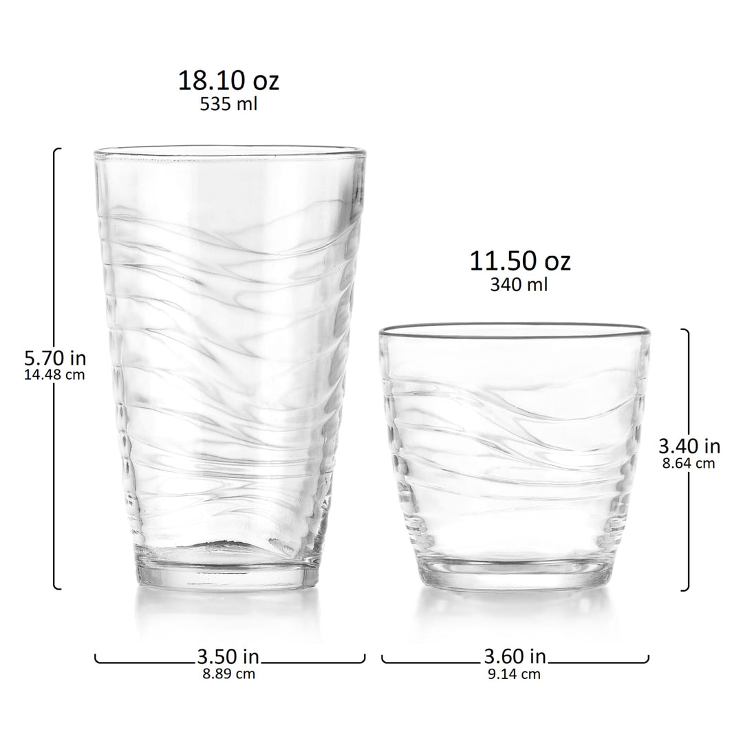 Libbey Orbita 16 Piece Tumbler and Rocks Glass Set