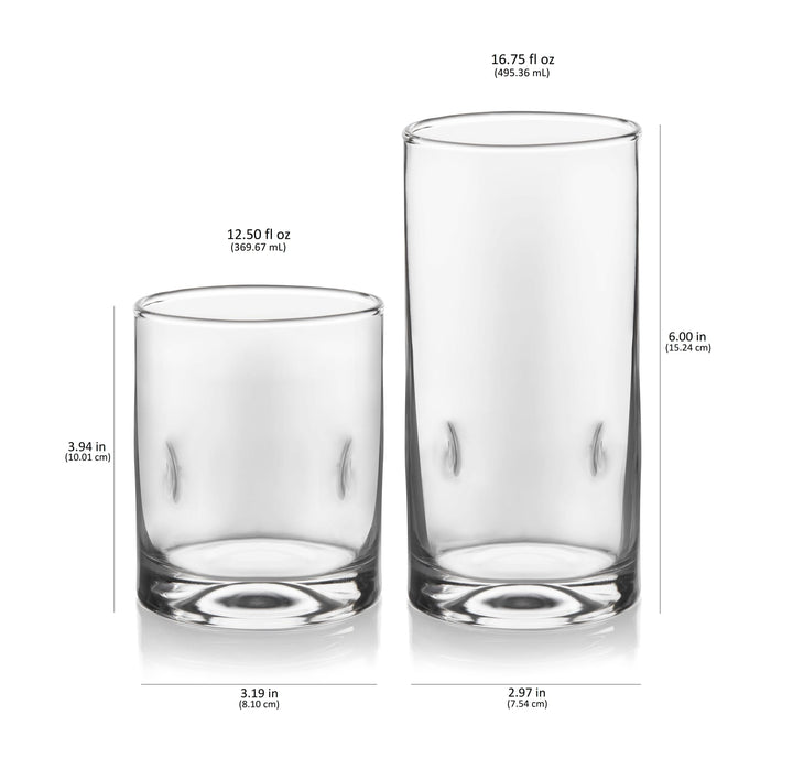 Libbey Impressions 16 Piece Tumbler and Rocks Glass Set