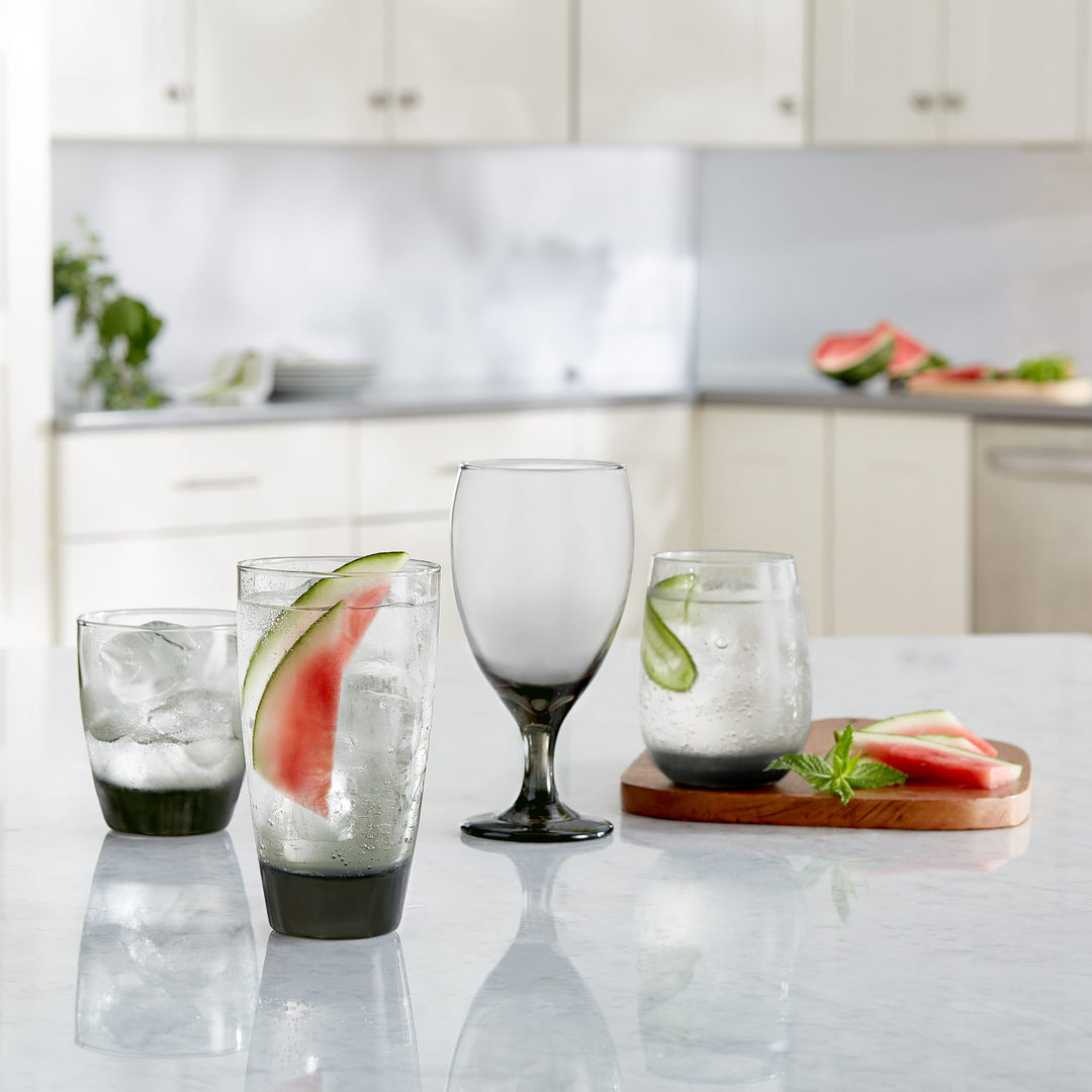 Juego de vasos y rocas Libbey Classic Smoke de 16 piezas