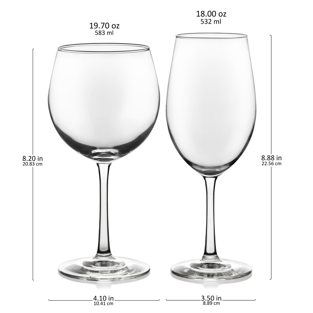 Juego de copas de vino para fiesta Libbey Vineyard Reserve de 8 piezas para Chardonnay y Merlot/Burdeos