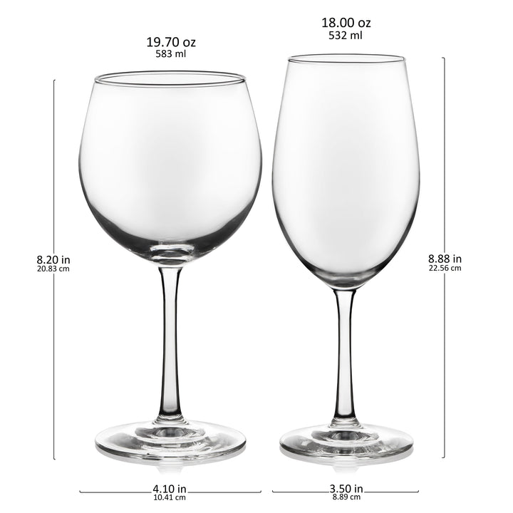 Juego de copas de vino para fiesta Libbey Vineyard Reserve de 8 piezas para Chardonnay y Merlot/Burdeos