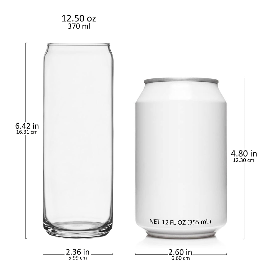 Includes 6, 12.5 oz. skinny can glass (2.1-inch wide x 6.4-inch height)