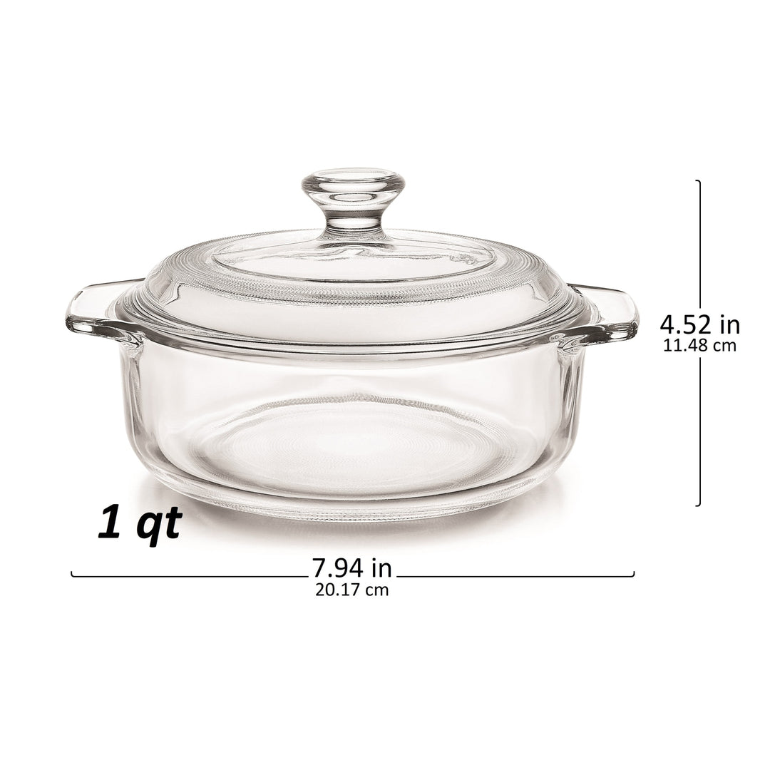 Juego de 2 cazuelas de vidrio para hornear Libbey Baker's Basics con tapas de vidrio