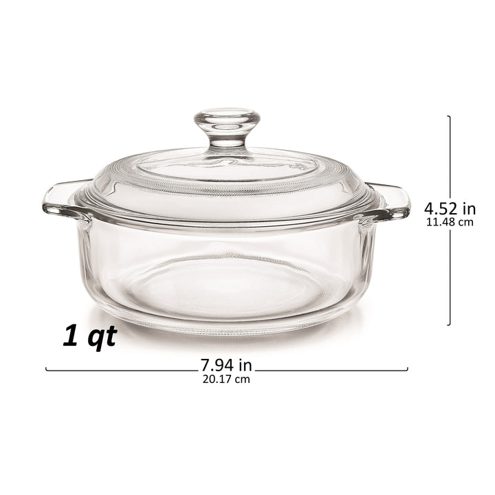 Juego de 2 cazuelas de vidrio para hornear Libbey Baker's Basics con tapas de vidrio