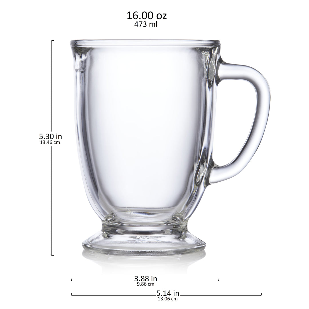 Tazas de café de vidrio Libbey Kona, 16 onzas, juego de 6