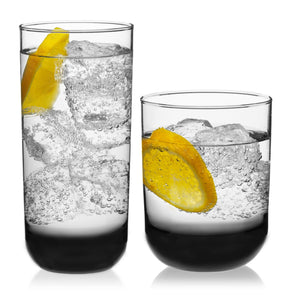 Libbey Polaris 16 Piece Tumbler and Rocks Glass Set, Smoke