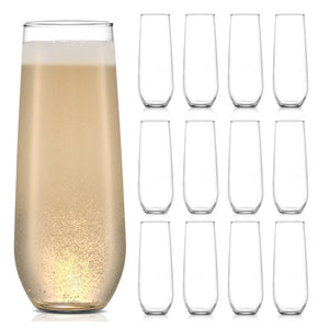 Libbey Stemless Champagne Flute Glasses, 8.5 ounce, Set of 12