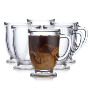Tazas de café de vidrio Libbey Kona, 16 onzas, juego de 6