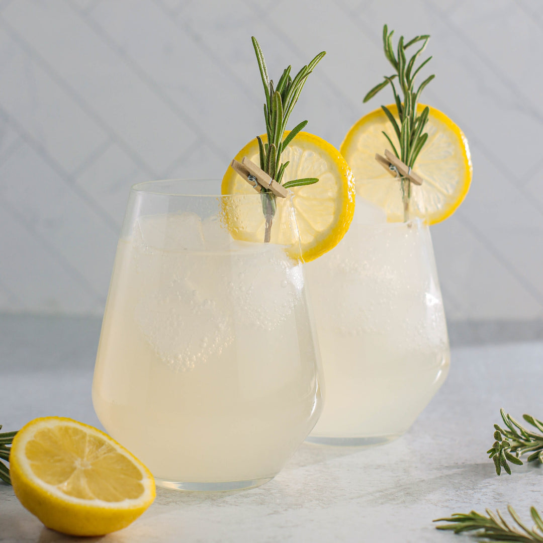 Stemless profile with a stable base provides comfort in hand and helps reduce spills.