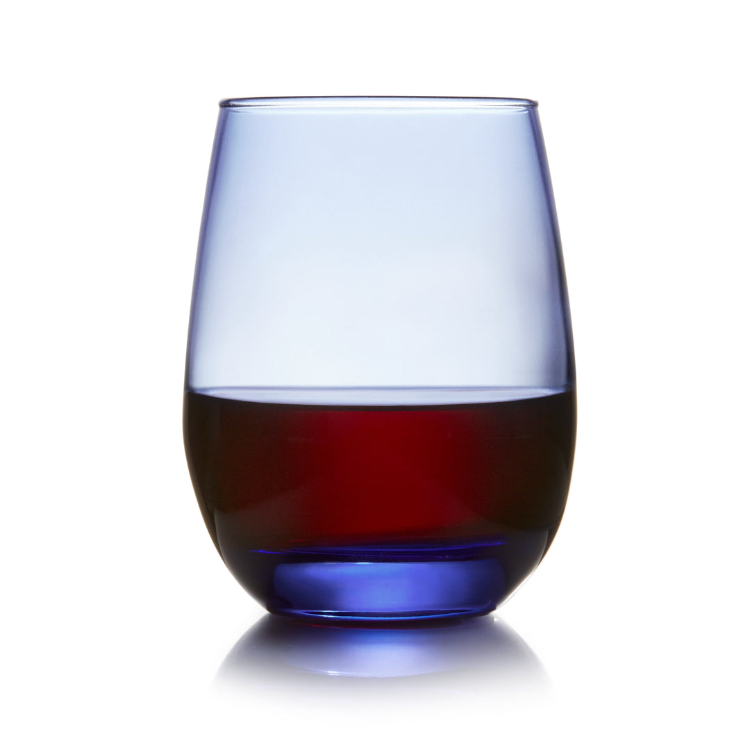 Copas de vino sin tallo multiusos Libbey Classic Blue, 15.25 onzas, juego de 6