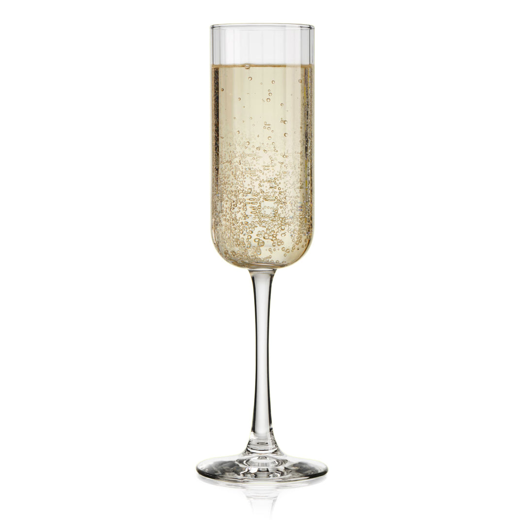 Libbey Paneled Champagne Flute Glasses, 7.5 ounce, Set of 4