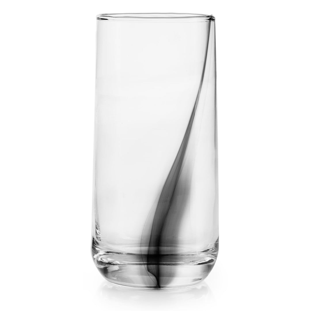 Libbey Ascent Black Ribbon Cooler Glasses, 16 ounce, Set of 8