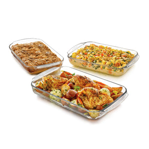 Juego de 3 fuentes de vidrio para hornear de Libbey Baker's Basics