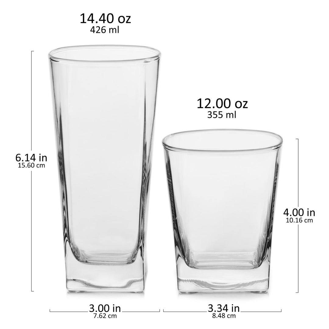 Libbey City 16 Piece Tumbler and Rocks Glassware Set