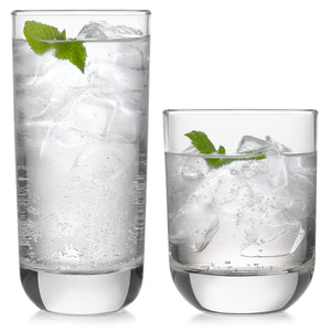 Libbey Polaris 16 Piece Tumbler and Rocks Glass Set, Clear