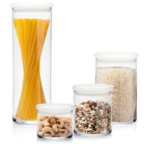 Ensemble de 4 bocaux en verre assortis avec couvercles de Libbey Stacking Cylinder